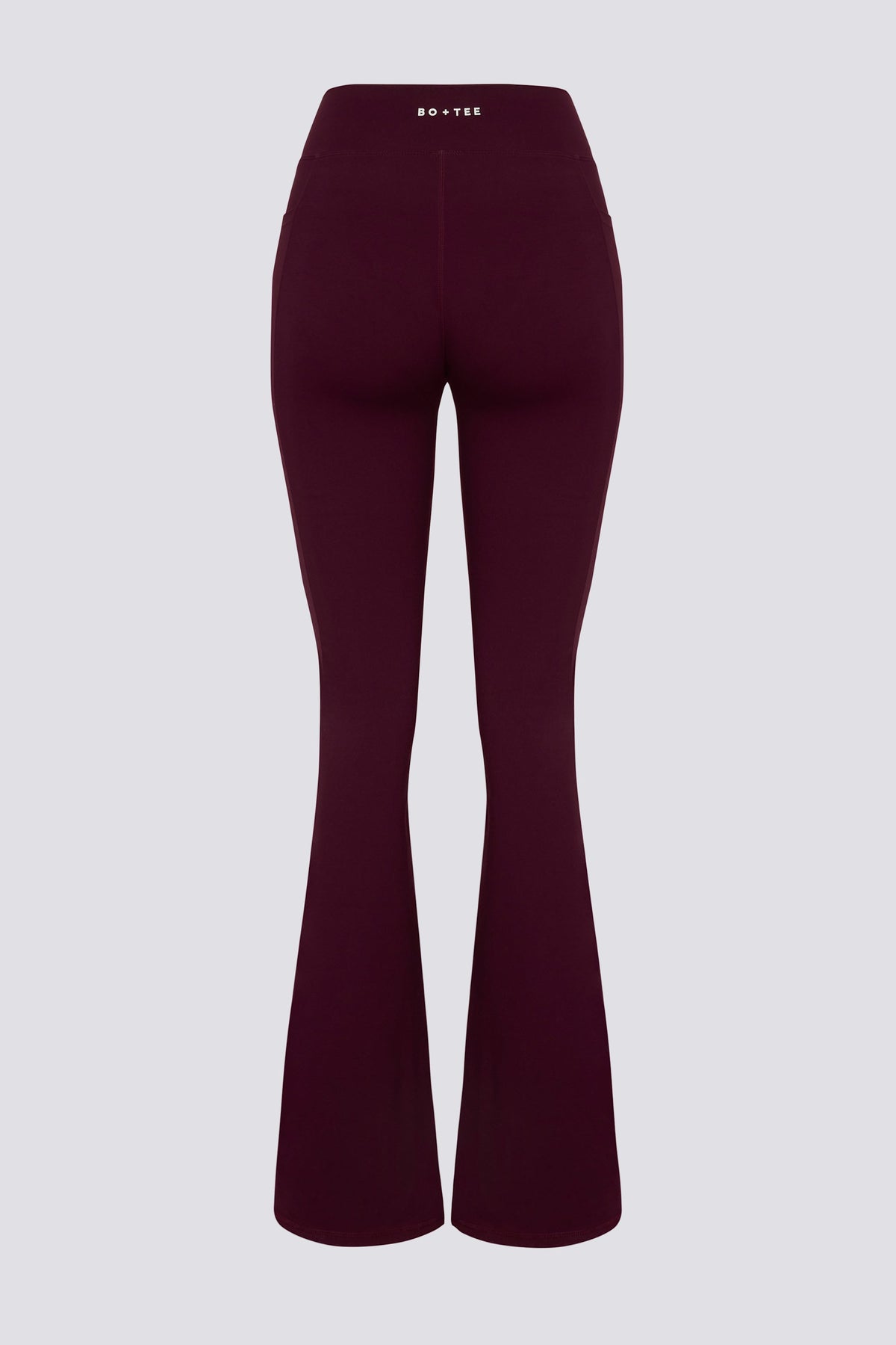 Soft Active V-Waist Pocket Flared Leggings in Burgundy