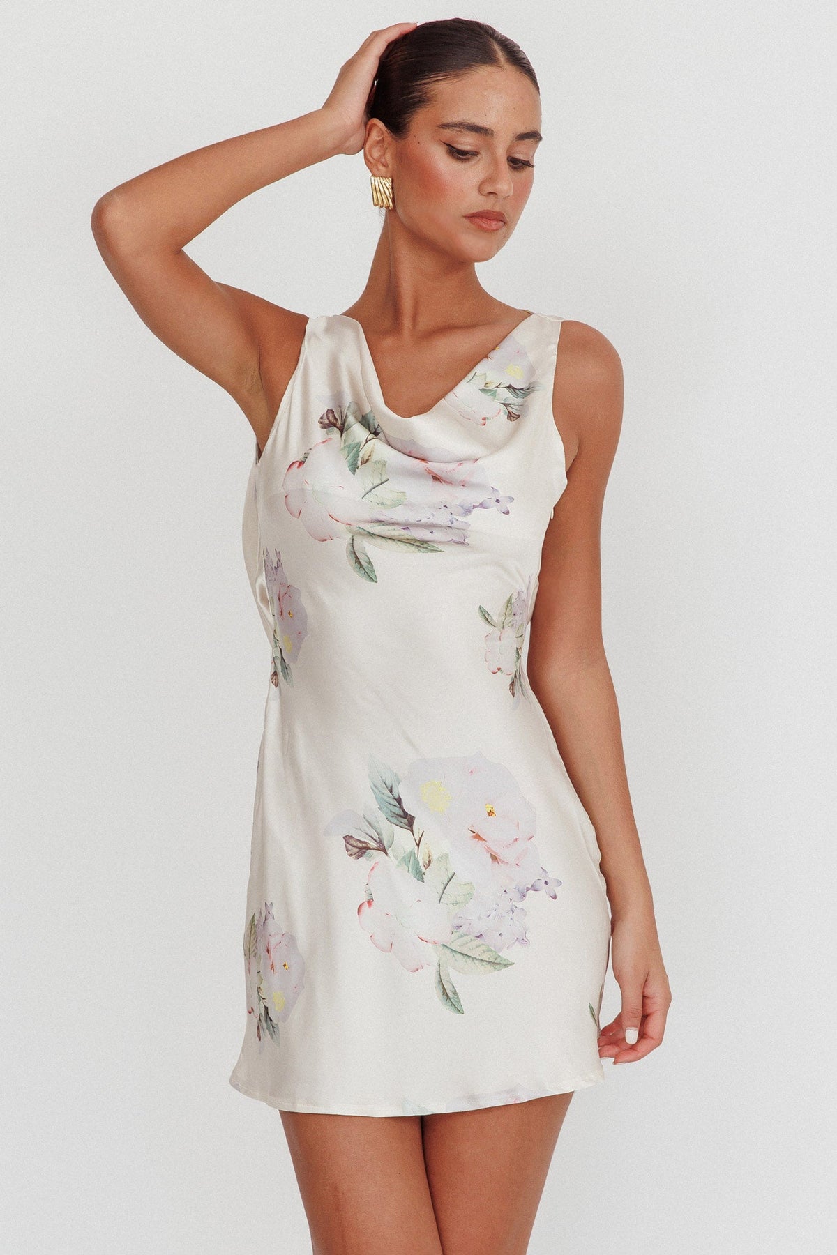 Isabella Satin Backless Mini Dress Butter