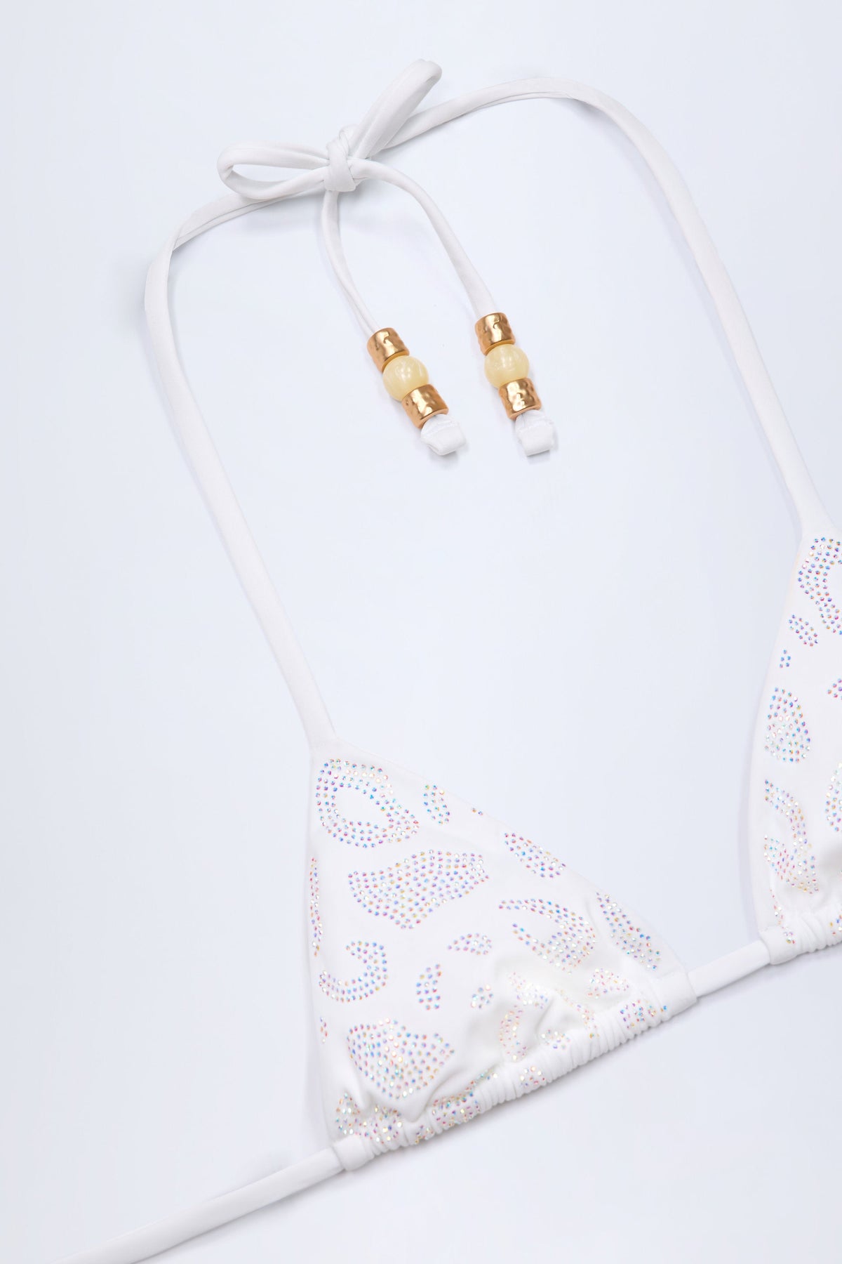 Charm-Detail Triangle Bikini Top in White