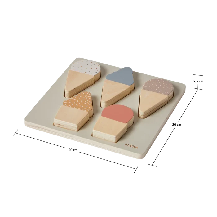 Ice Cream Puzzle, 5 pcs, Handpainted PLAY ice-cream-puzzle-multicolors-natural-wood flexa-com.myshopify.com