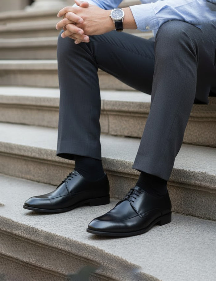 Men's Black Polished Leather Shoes