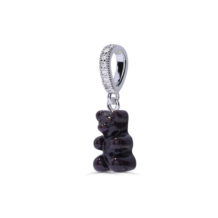 Nostalgia Bear Glossy Pendant, Pave Silver Connector