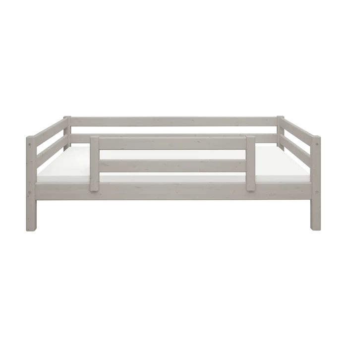 FLEXA SAFETY RAIL in grey, shown from the front, child-safe design for kid’s bedroom, on a plain white background.
