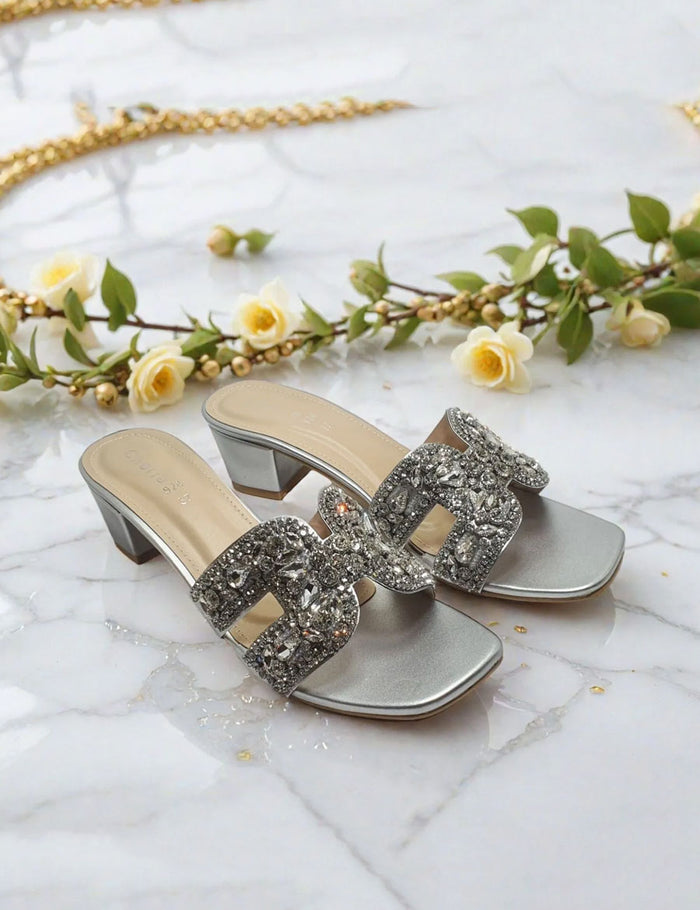 Silver Fancy Slippers