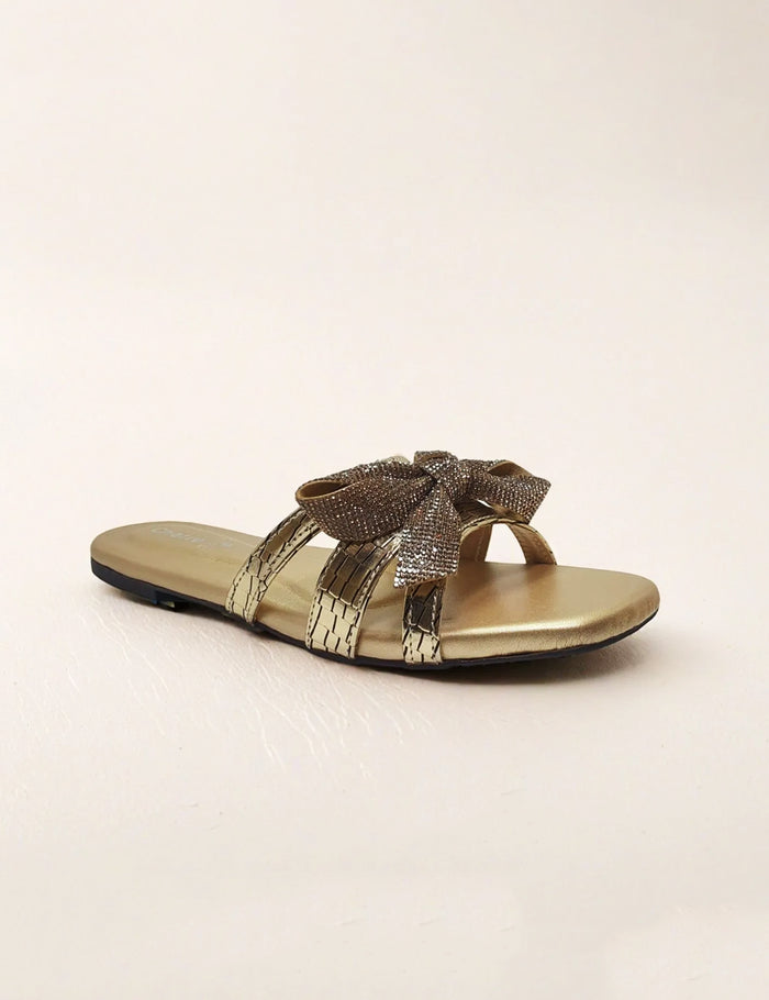 Stylish Golden Women Slippers