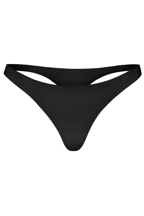 Seamless Knit Thong in Black