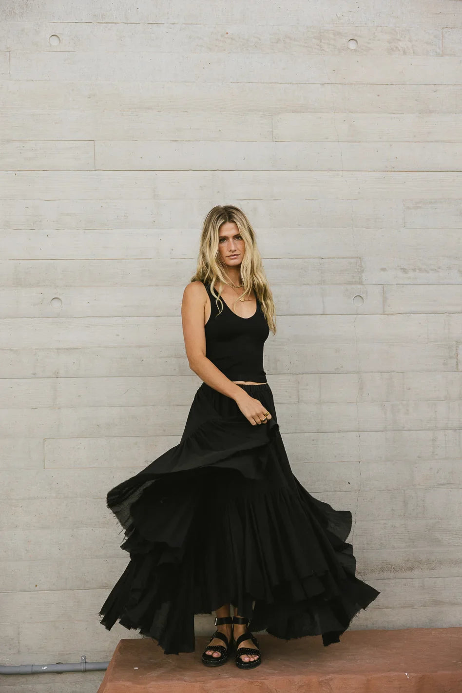 Augusta Handkerchief Skirt in Black - FINAL SALE