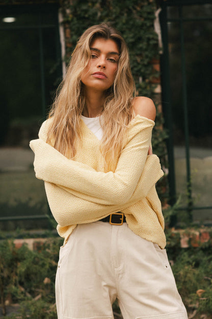 Azuline Knit Cardigan in Yellow - FINAL SALE