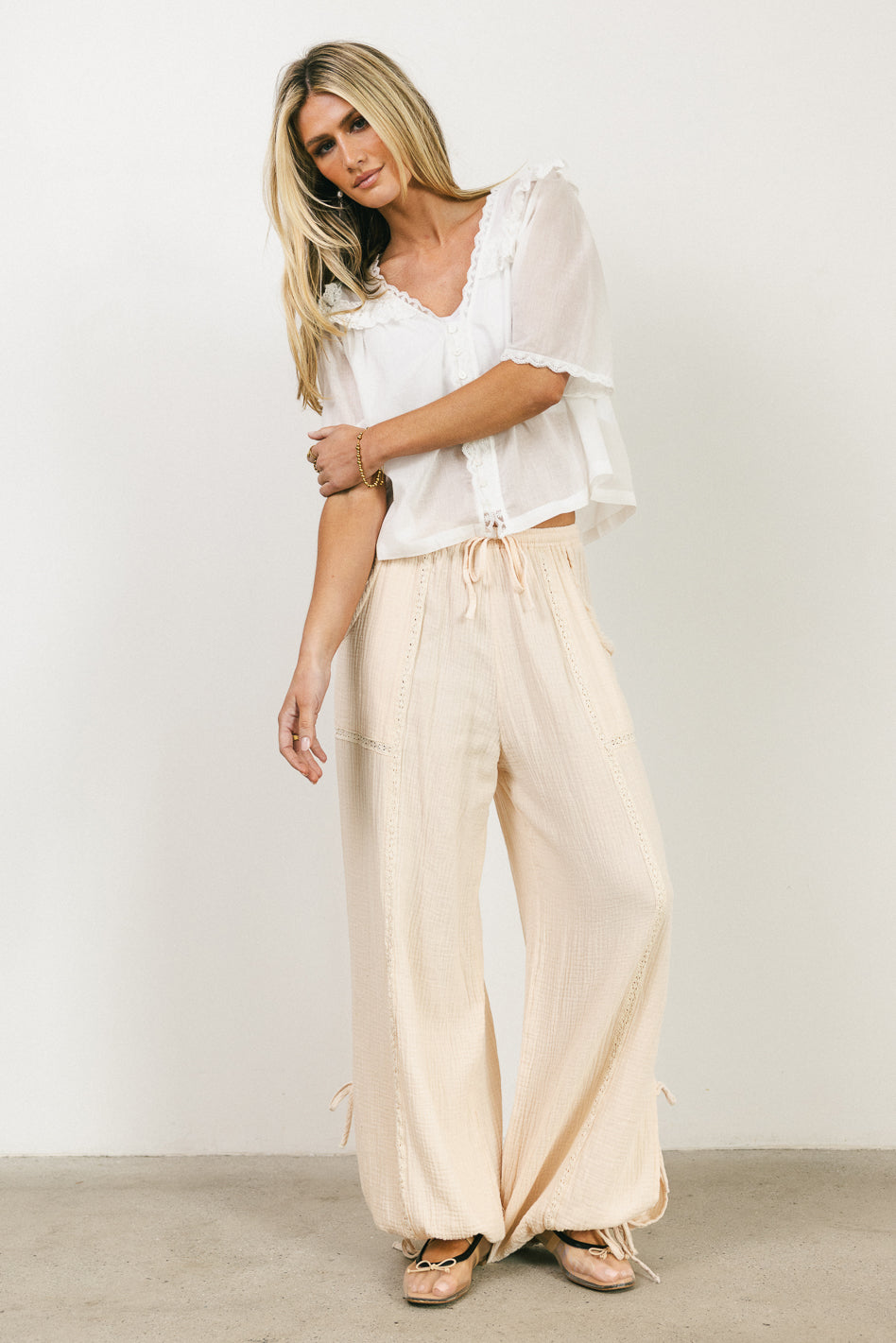 Avery Crinkle Joggers in Oatmeal - FINAL SALE