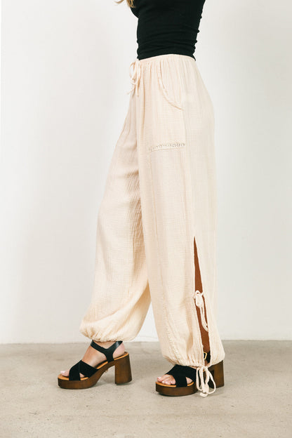 Avery Crinkle Joggers in Oatmeal - FINAL SALE