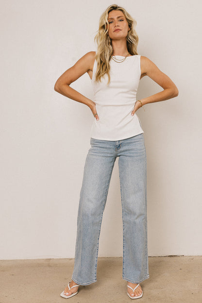 Collins Ribbed Top in White - FINAL SALE