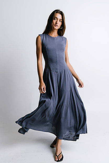 Charles Maxi Dress in Slate Blue - FINAL SALE
