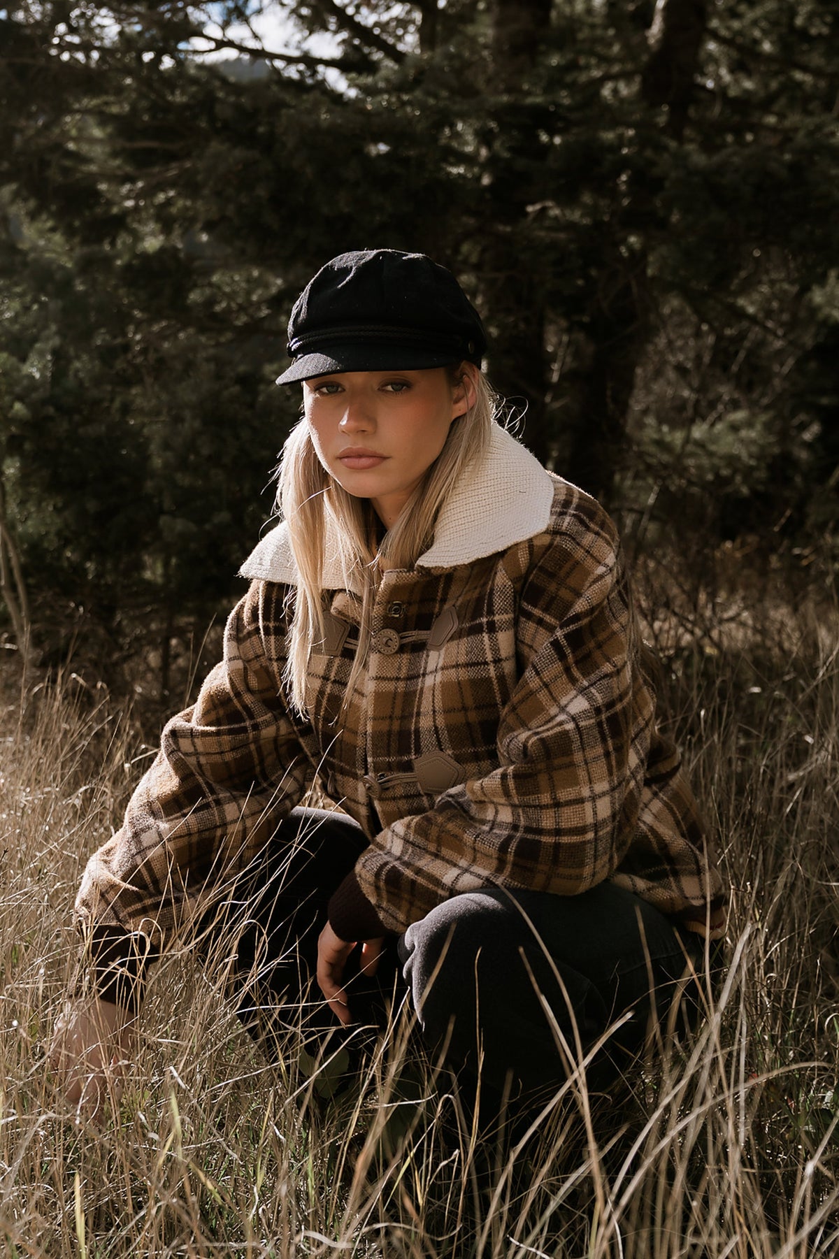 Gigi Plaid Jacket in Taupe - FINAL SALE