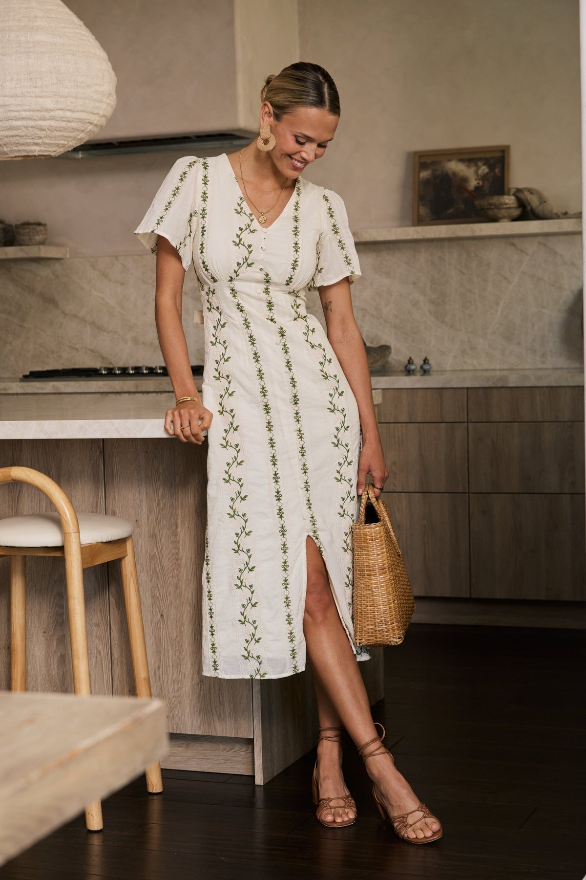 Emmy Embroidered Midi Dress