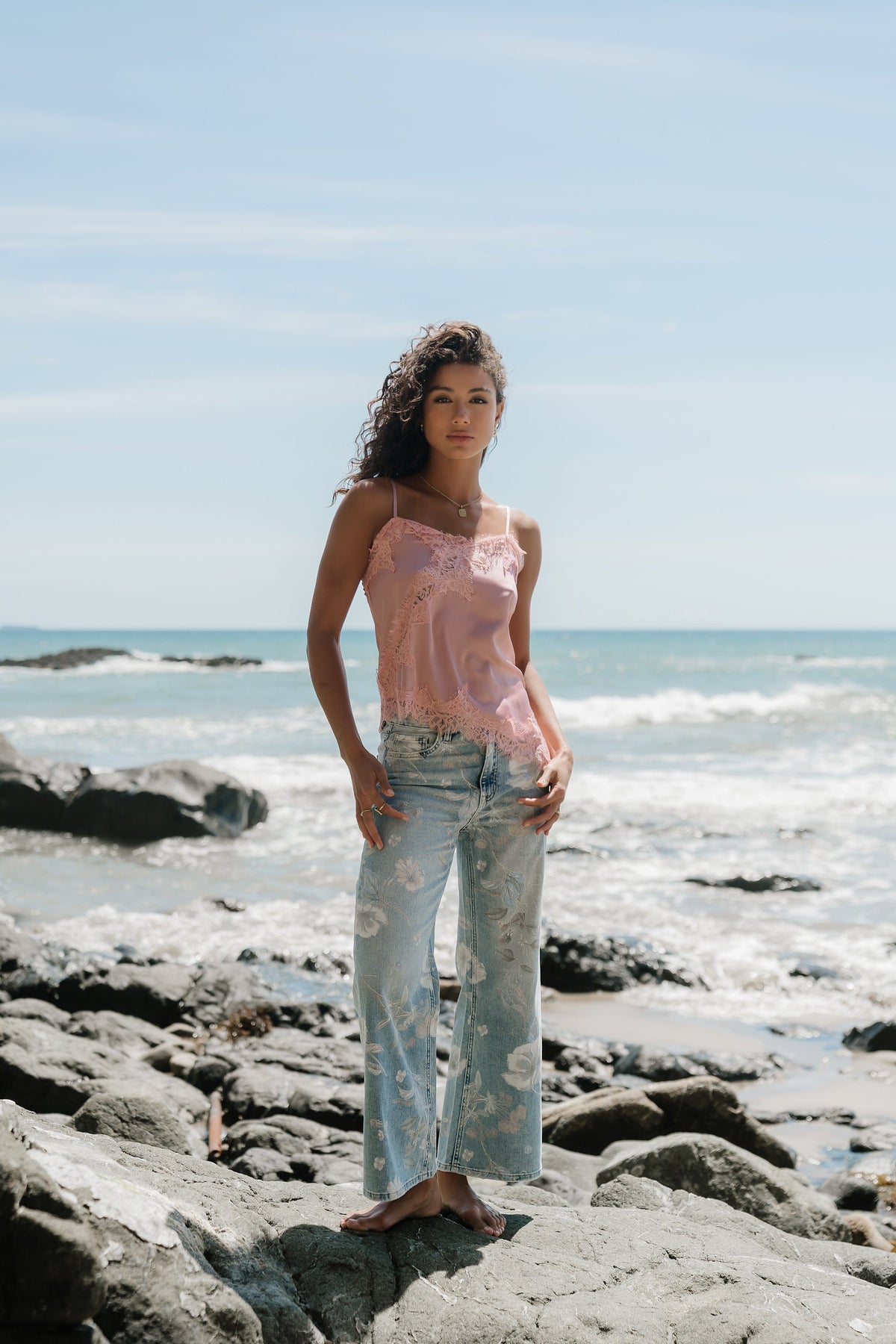 Berkley Lace Trim Tank in Mauve