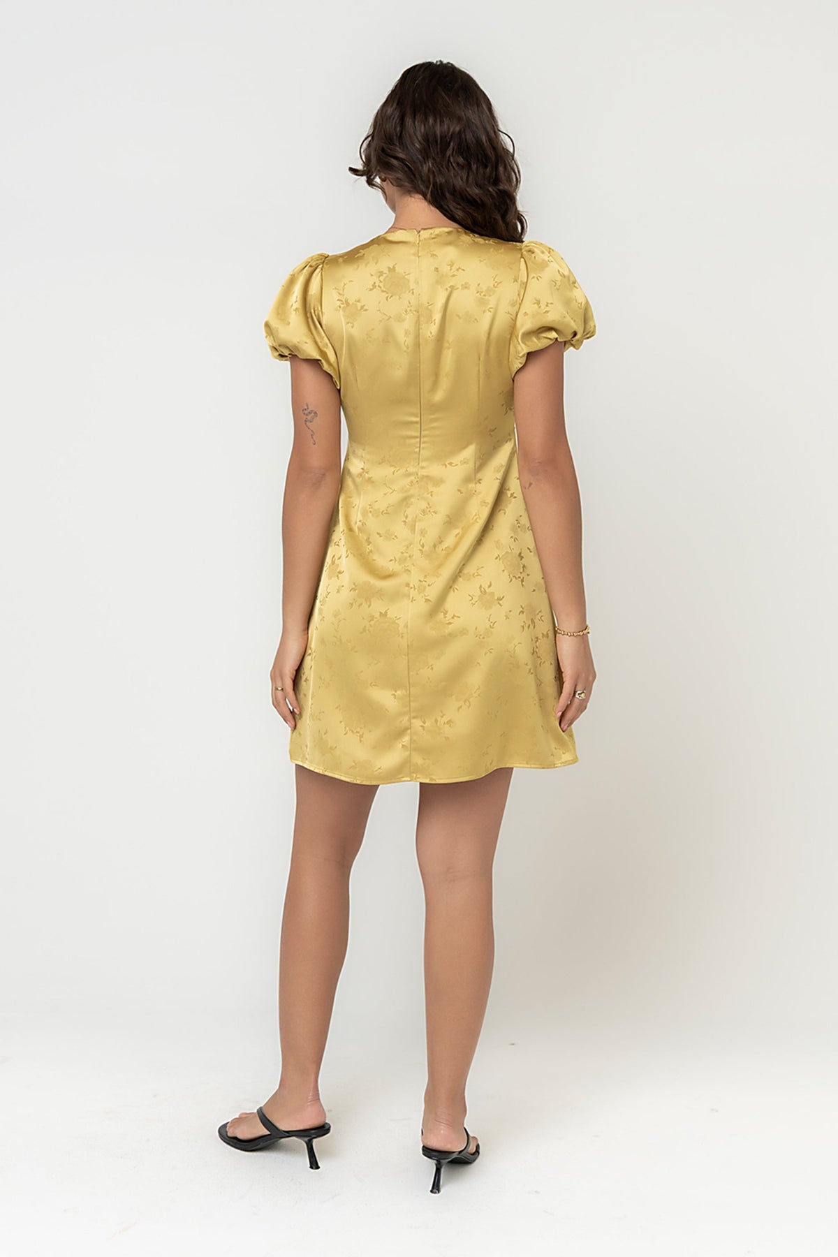 Brenna Floral Mini Dress in Chartreuse