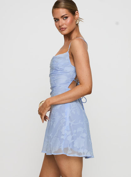 Celena Mini Dress Light Blue Burnout