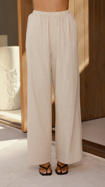 Kailani Strapless Top and Pants Set - Oat