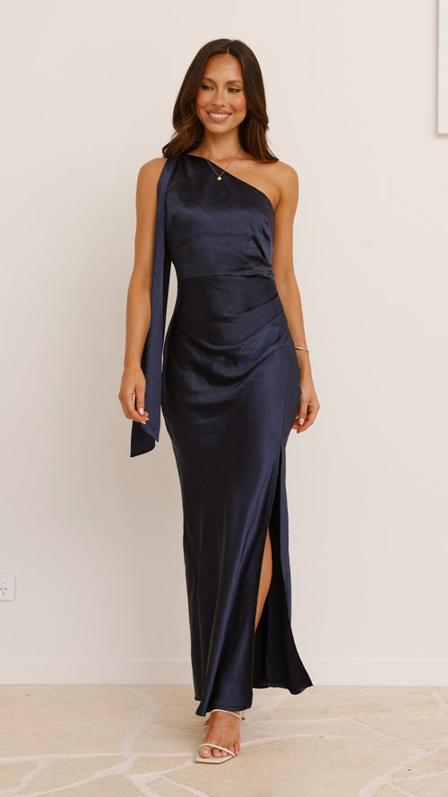 Halle One Shoulder Maxi Dress - Navy