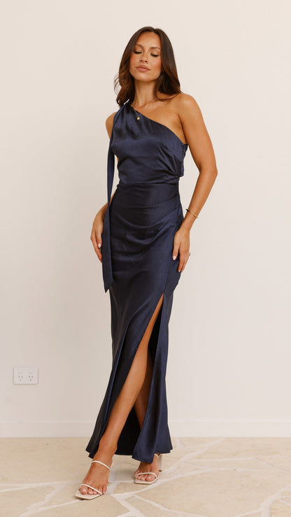Halle One Shoulder Maxi Dress - Navy