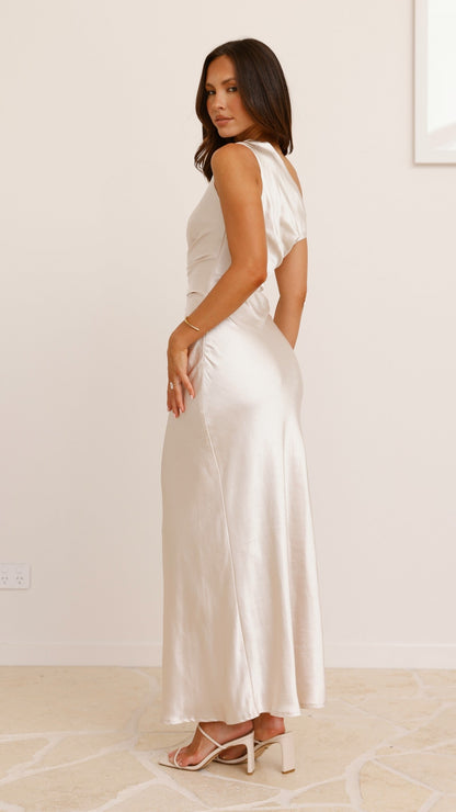 Auria Off Shoulder Maxi Dress - Champagne