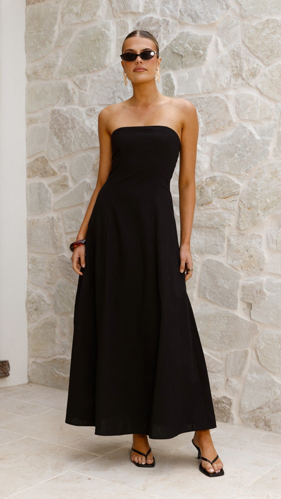 Astrid Strapless Maxi Dress - Black