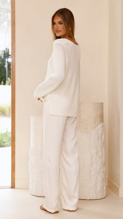 Imogen Button Pants - Cream