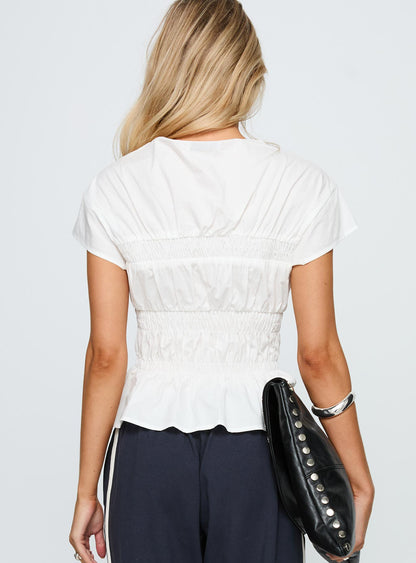 Dripping Diamonds Ruched Top White