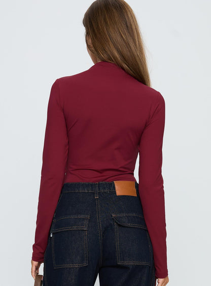 Augustness Long Sleeve Bodysuit Burgundy