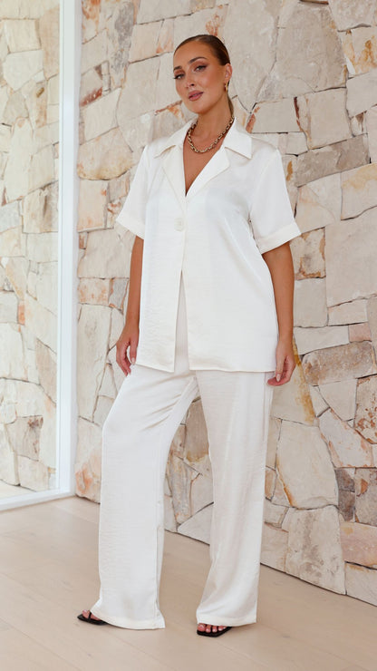 Imogen Button Pants - Cream