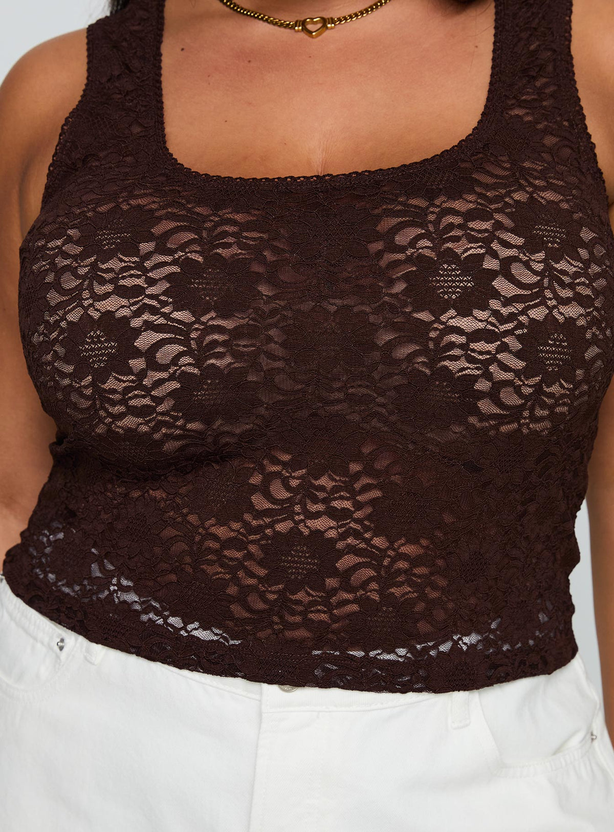 Bennington Lace Top Brown Curve