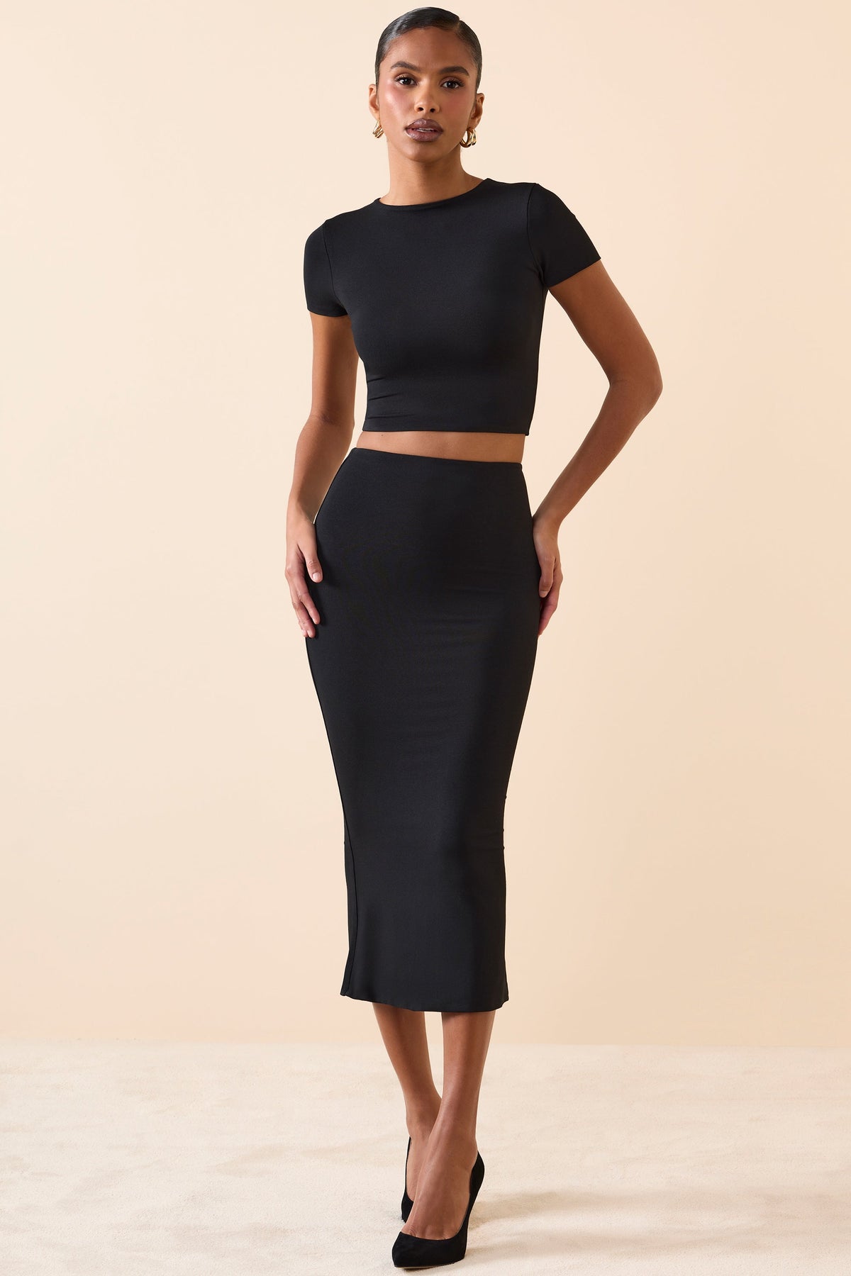 Cap Sleeve Crop Top in Black