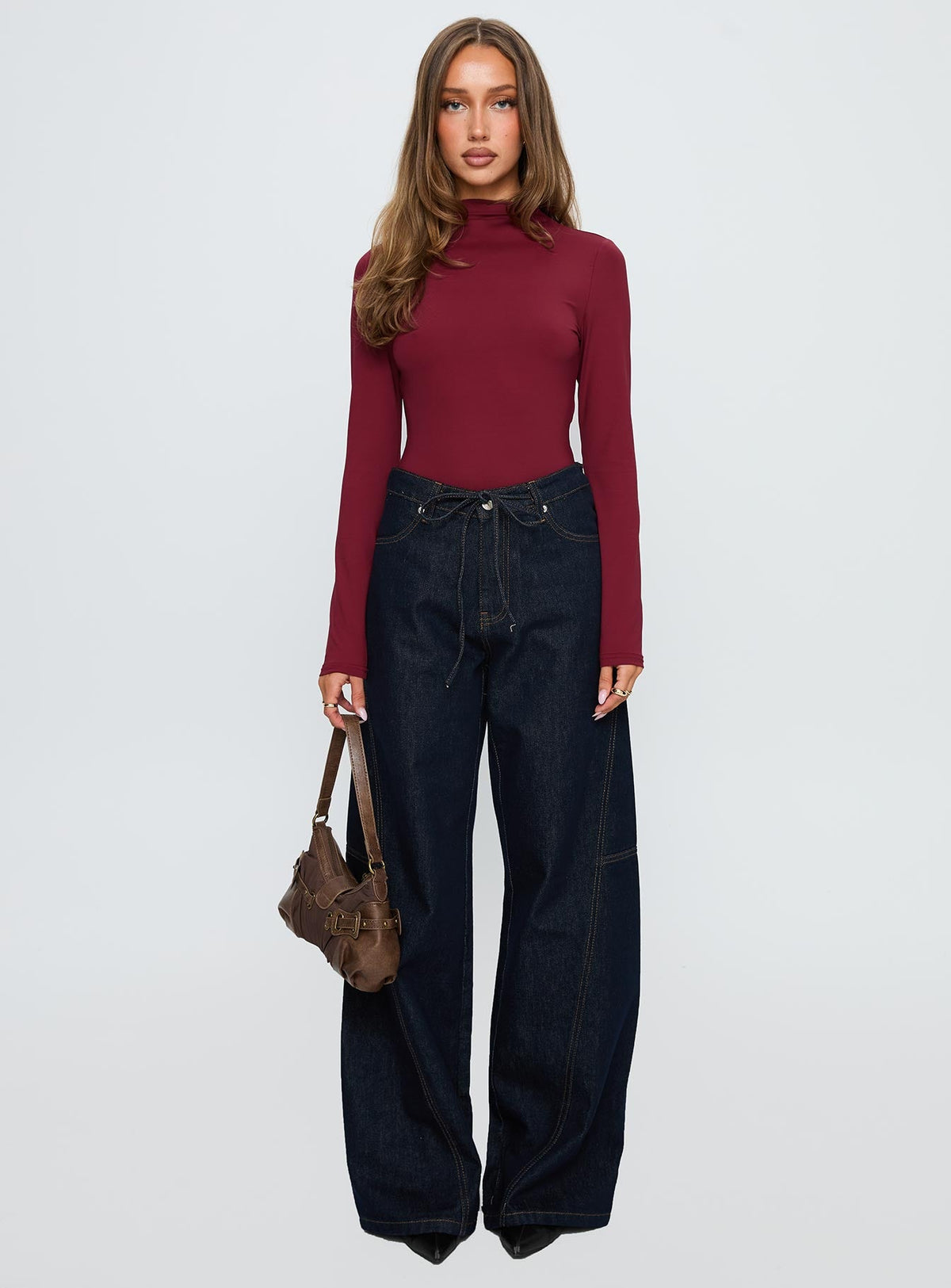 Augustness Long Sleeve Bodysuit Burgundy
