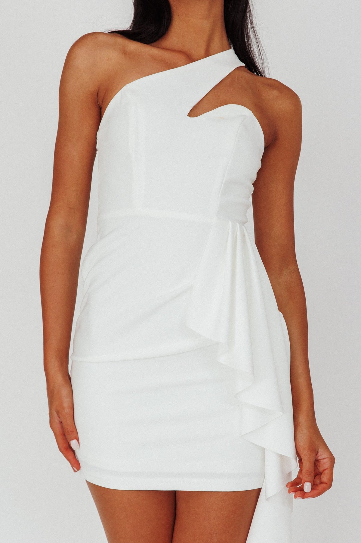 Shooting Stars One-Shoulder Mini Dress White