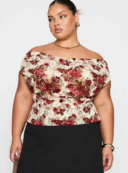 Capulet Halter Cowl Top Floral Curve