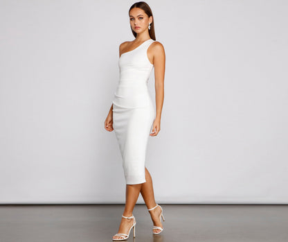 Alessandra Formal One Shoulder Midi Dress
