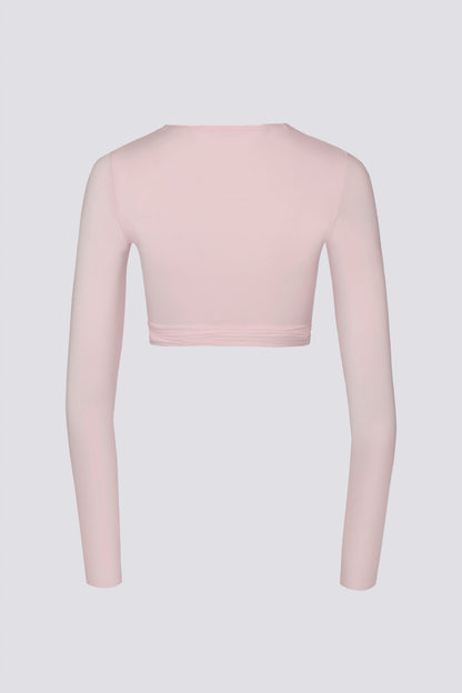 Soft Jersey Wrap Crop Top in Ballet Pink