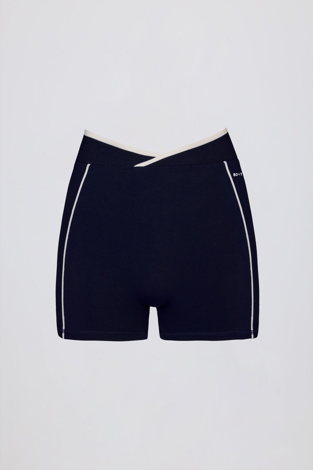 Soft Active Wrapover Contrast Mini Shorts in Classic Navy