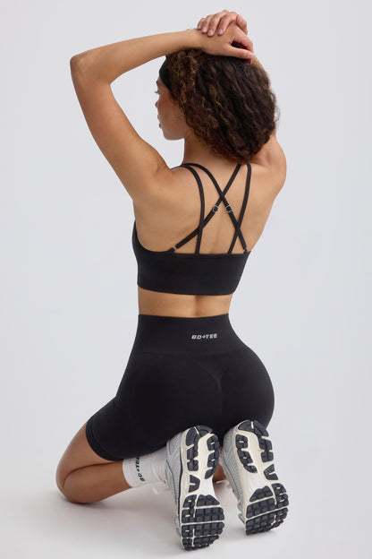 Strappy Define Luxe Sports Bra in Black