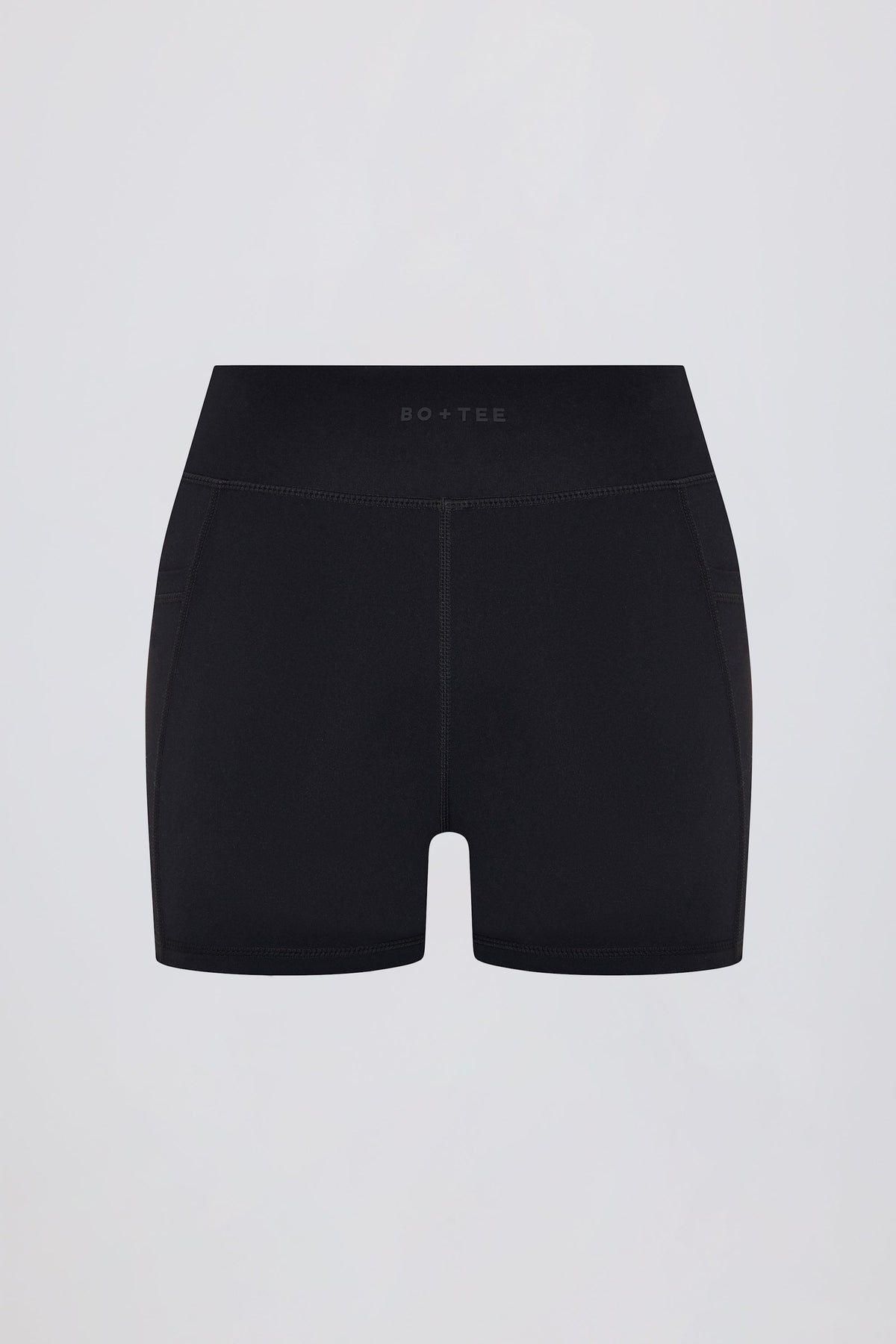 Soft Active V-Waist Pocket Mini Shorts in Black