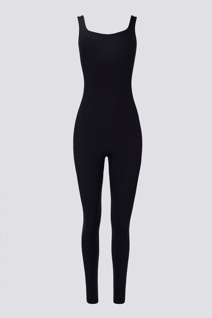 Soft Active Backless Jumpsuit in Black