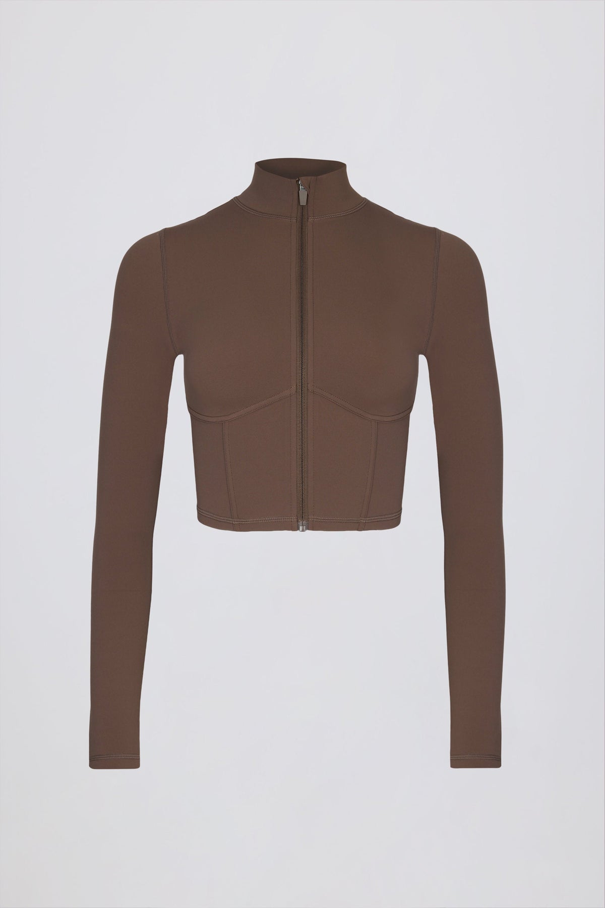Soft Active Zip-Up Cropped Jacket in Cocoa
