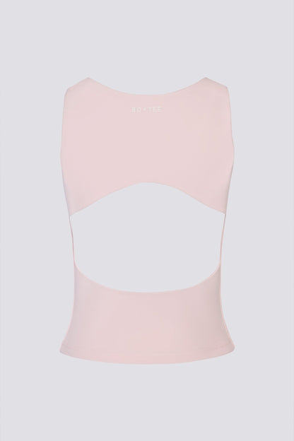 Soft Active Boat-Neck Open-Back Tank Top in Ballet Pink