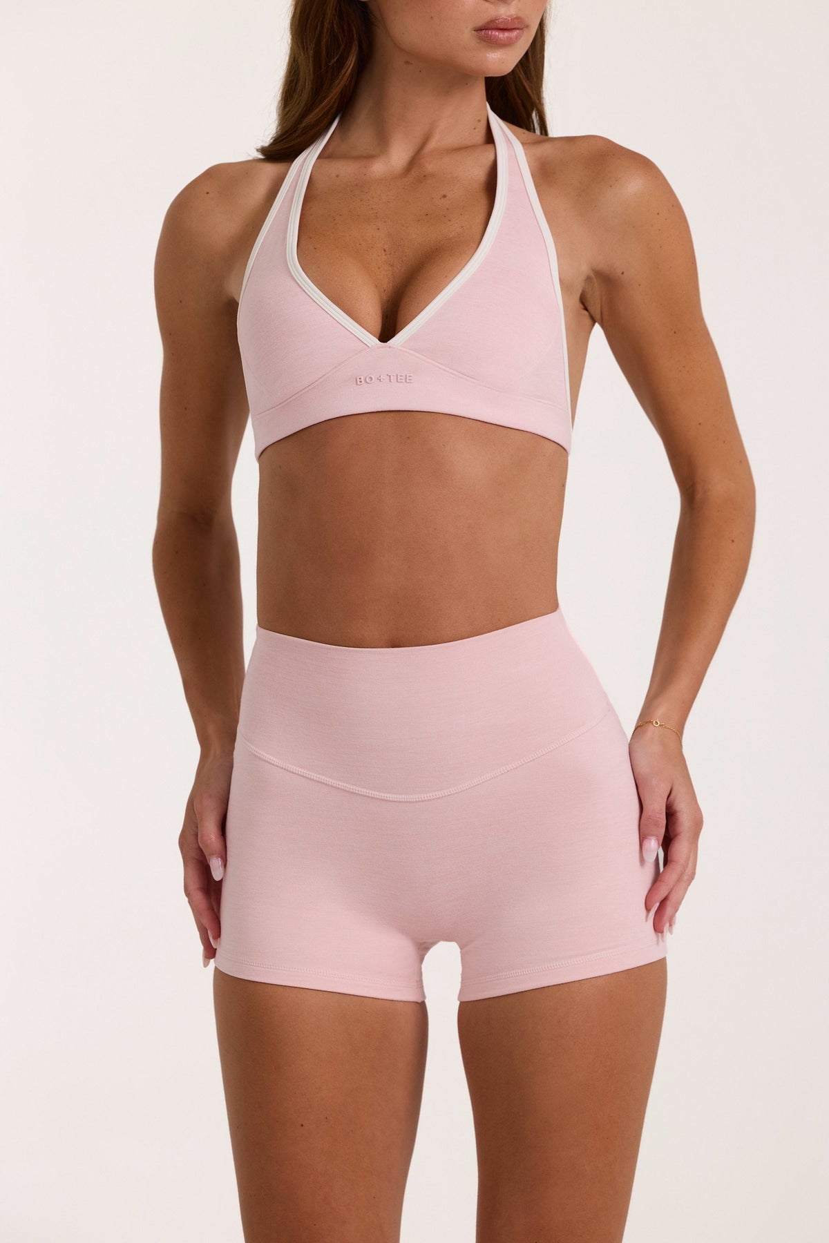 Soft Active Mini Shorts in Blush Marl