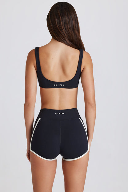 Soft Active Contrast Mini Shorts in Black