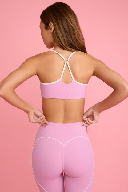 Soft Active Sweetheart-Neck Sports Bra in Dusty Pink