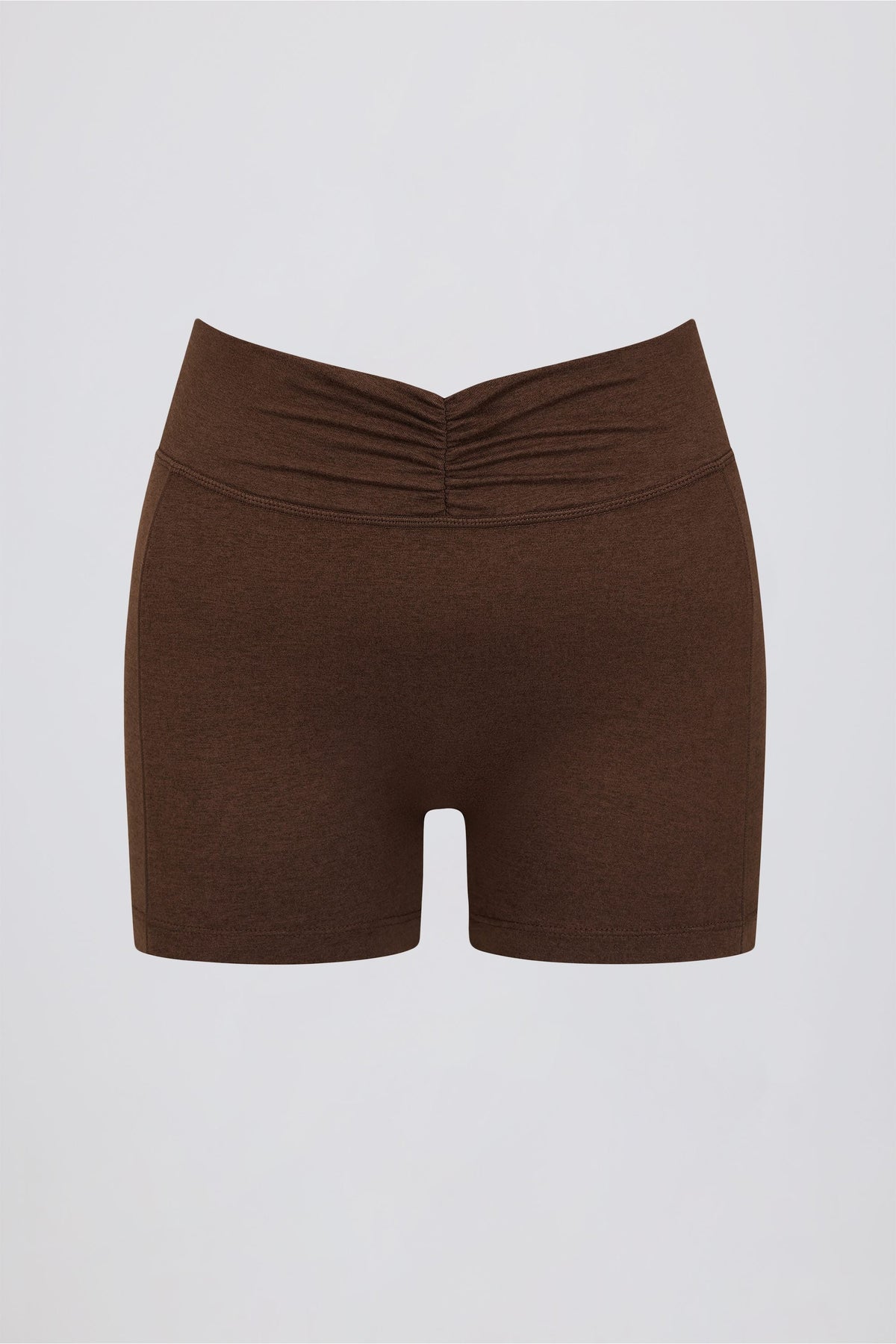 Ruched Mini Shorts in Pecan Marl