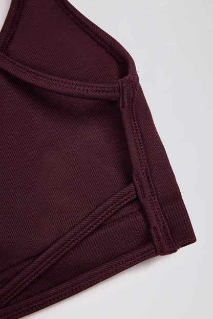 Super Sculpt Seamless Backless Sports Bra in Burgundy