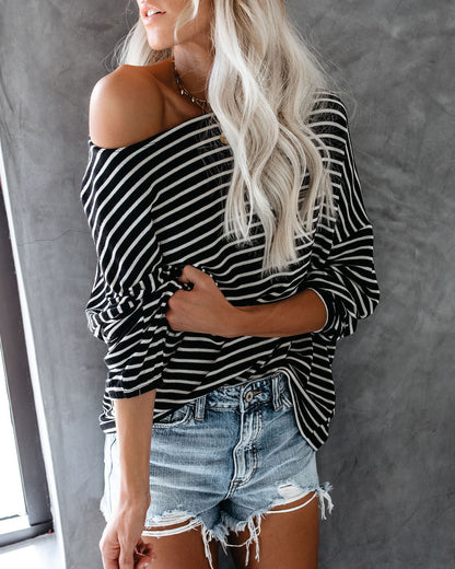 Be Back Never Striped Relaxed Knit Top - Black/White