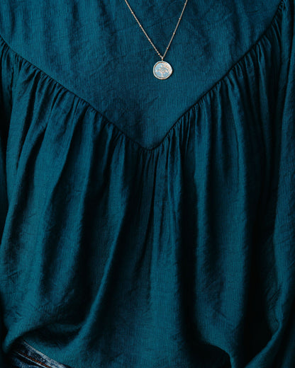 Bright As A Button Blouse - Dark Teal